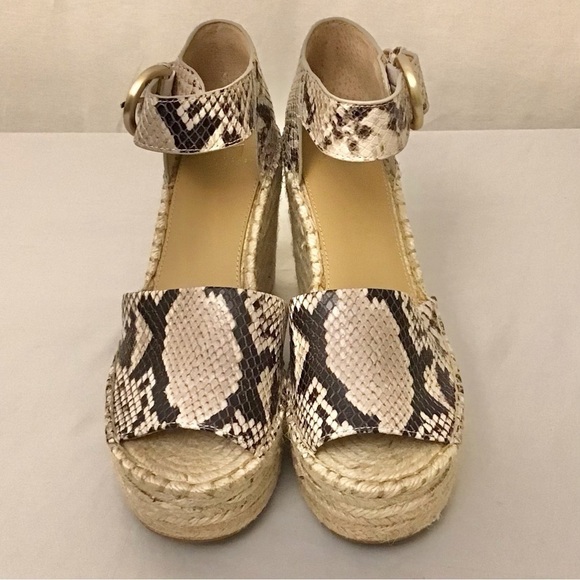 Marc Fisher 7.5 Women's Lalida Espadrille Wedge Sandals Snakeskin Print Leather - Picture 4 of 11